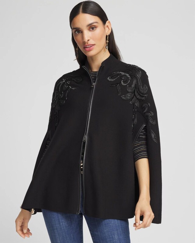 Embellished Zip Front Cape - image 1